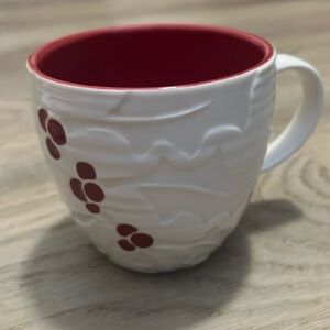 RARE Starbucks 2010 Hand Painted Christmas Holly Berry Ceramic Mug